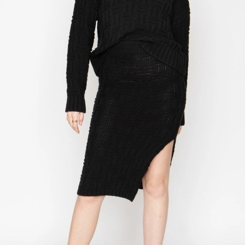 Callahan Revolve "Tony" Chunky Basketweave Knit Midi Skirt Slit NWT Large